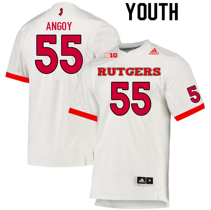 Youth #55 Zaire Angoy Rutgers Scarlet Knights College Football Jerseys Sale-White